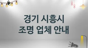 경기 시흥시 조명 업체 추천 및 소개 3 시공 및 수리 관리