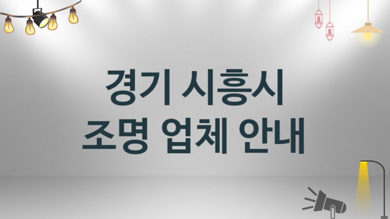 경기 시흥시 조명 업체 추천 및 소개 3 시공 및 수리 관리