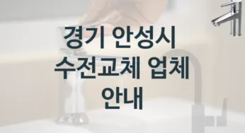 수전 교체 필요하세요? 경기 안성시 유명한 업체 교체비용